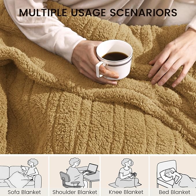 Heated Blanket Electric Blanket Full - Fast Heating Blanket Throw Double Sided Sherpa Ultra Soft Cozy with 10 Heating Levels & 2-10 Hours Auto Off, Mashine Washable, 72 x 84 Inches, Camel