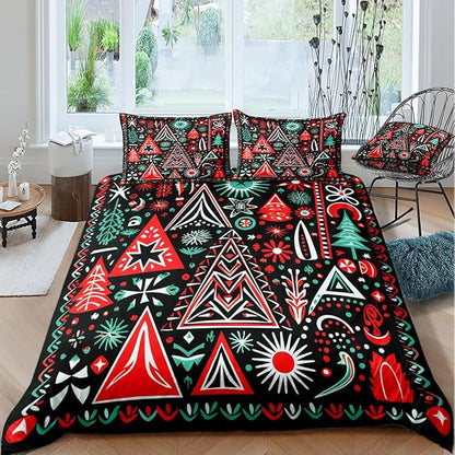 Christmas Duvet Cover Bedding Sets King Size for Kids Girls Teens, Christmas Petal Country Bedding Décor, 1 Duvet Cover and 2 Pillow Shams - 80x90 inches