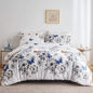 Reversible Twin Comforter Set with Sheets, 7 Pieces Twin Bed in a Bag with Comforter, Sheets and Pillowcases, Floral Butterfly Hearts Soft Microfiber Kids Twin Bedding Set, Grey and White