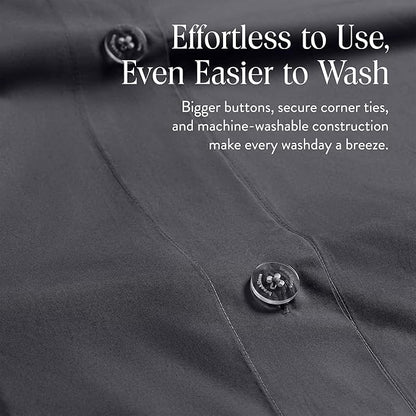 Brooklinen Luxury Percale Duvet Cover – 100% Cotton, Cool, Crisp, Extra-Long Corner Ties, Button Closure, Soft & Breathable – Machine Washable, Duvet Cover Full/Queen Bed Sizes (Slate)