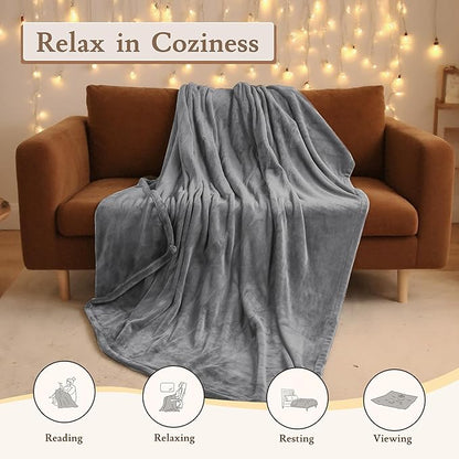 Electric Heated Blanket 72"x84" Full Size - 4 Heat Levels, 10H Auto Shut Off, Ultra-Soft Flannel Fleece Heated Blanket with Overheat Protection, Fast Heating, Machine Washable - Light Grey