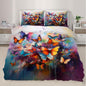 Colorful Butterfly Duvet Cover Oversized King Oil Painting Butterfly Bedding Set 3 Piece Bedroom Decor Graffiti Art Comforter Cover and 2 Pillow Sham with Zipper Closure