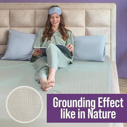 Earth Grounding Sheets Queen Size with 12% Silver Fiber & 4% Silk & 84% Cotton - Beige - SGS Quality Certified Grounded Well Bed Sheet - Conductive Fitted Sheet for Better Sleep