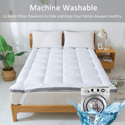 Mattress Topper King & Mattress Pad Protector - Quality Plush Luxury Down Alternative Pillow Top - 2inch Extra Thick Mattress Cover(76"x80")