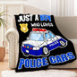 Police Car Blanket for Boys Kids Child Toddler Soft Fleece Police Blanket Just A Boy Who Loves Police Car Throw Blanket for Couch Bed Sofa Decor Birthday Police Gifts 50"x60"-M