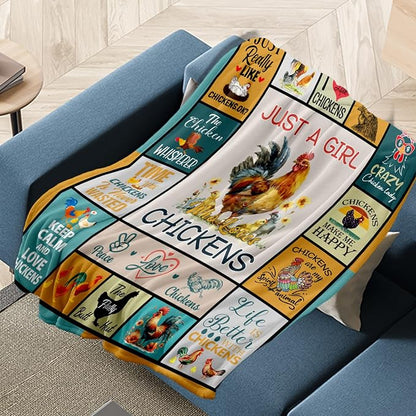 Just A Girl Who Loves Chickens Blanket 50" X 40" for Girls Kids, Chicken Lover Gifts for Birthday Christmas, Soft Warm Cozy Blanket for Bed Sofa Sleep