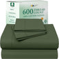 California Design Den California King Sheets Deep Pockets Set - Luxury 600 Thread Count 100% Cotton Sateen, California King Sheet Set, Hotel-Quality Bedding - Dark Olive Green