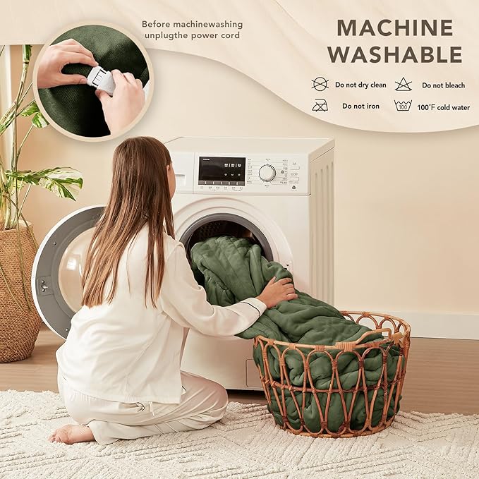 Homemate Electric Heated Blanket Queen Size - 84"x90" Heating Blanket Queen Size Dual Control 1/2/4/6/8 Hours Auto-Off 10 Heat Level Over-Heat Protection Flannel Sherpa ETL Certification