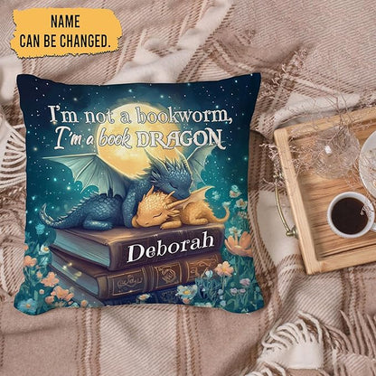 Hyturtle Personalized Book Pillow (Insert Included) Gifts for Book Lovers, Reading Club Librarians, Unique Gifts for Girls Women on Birthday, Custom Name Couch Cushion Decor Throw Pillow Keepsake