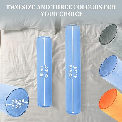 ONTYZZ Inflatable Long Body Pillow, Long Pillow for Bed, Oval Bolster Pillow for Good Sleeping and Back/Neck Support, 2pcs Blue