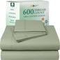 California Design Den Natural 100% Cotton Bed Sheets King Size Set - Luxury 600 Thread Count Sateen, Hotel Quality King Size Sheet Set, Fully Elasticized Deep Pockets, Cool and Durable - Laurel Green