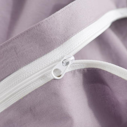 NEXHOME PRO Duvet Cover Set 100% Washed Cotton California Kingn 104"x98", Organic Natural Linen Look Textured 3 Pieces Bedding Set Lavender Lilac with Zipper Closure, Breathable Soft(No Comforter)