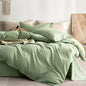 JELLYMONI 100% Washed Cotton Duvet Cover King – Soft, Breathable Linen-Look Bedding with Natural Wrinkle Texture, Button Closure, 3-Piece Set (Mint Green, 104"x90")
