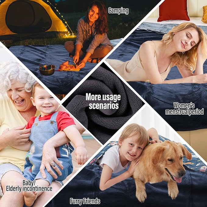 Waterproof Blanket for Bed Couch Sofa, 60"x80" Reversible & Washable, Waterproof Blanket Queen Size, Waterproof Bed Blanket, Water Resistant Blanket (Dark Grey/Silver Grey)