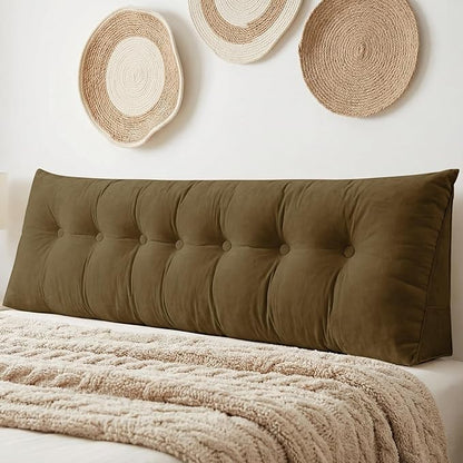 Headboard Pillow King, Large Triangular Wedge Headboard Pillow for Reading and Resting, Backrest Positioning Support Pillow with Removable Cover (Brown)