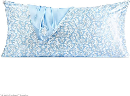 Kitsch x Bridgerton Satin Pillowcase with Zipper for Hair Skin, Softer Than Silk Pillow Cases, Wrinkle-Free, Cooling Satin Pillow Covers, Bridgerton - Toile De Blue, King Size (19x36)