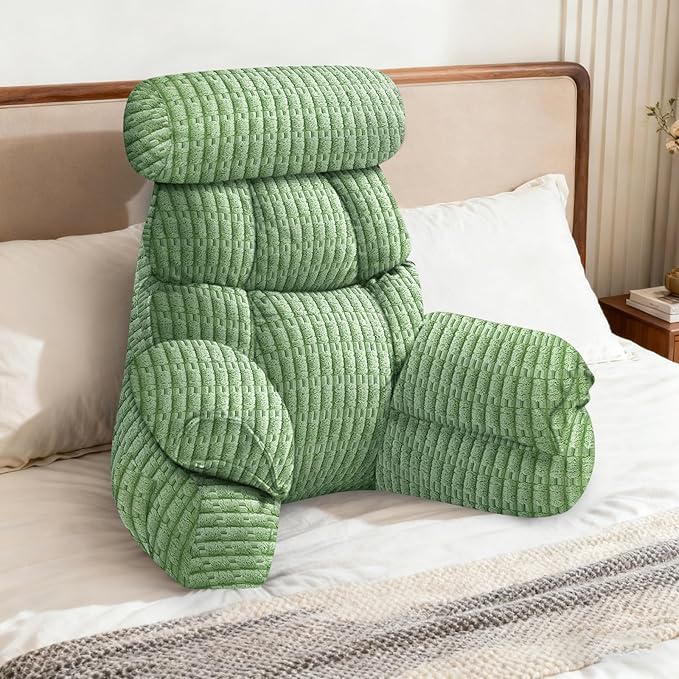 FXXUDVNIIN Back Pillow for Bed Sitting up – with 9.4" Armrests Bed Pillow for Sitting up,Inch Arms for Support, Ideal for Reading, Watching TV, Gaming, and Relaxing