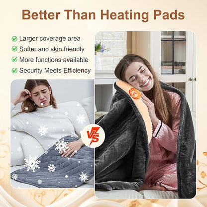 Electric Blanket Heated Queen Size, Ultra-Soft 90" x 84" Heating Blankets, Fast, Even & Efficient Heating, 1-12 Hours Auto-Off and 6 Heatin Settings, UL Listed for Safety, Warm Gift for Grandma