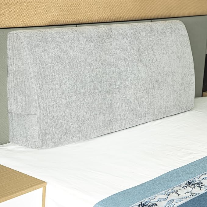 Headboard Wedge Pillow California King Headboard Pillow Memory Foam Reading Pillow Large Headboard Back Cushions for Bed Rest Light Gray