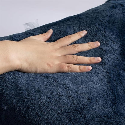 Holawakaka Medium Faux Fur Bed Rest Pillow with Arms,Rabbit Fur Reading Pillows Perfect for Teens Kids Petites, Arm, Back, Pregnancy Lumbar & Head Neck Coccyx Lower Back Support Cushion (Blue)