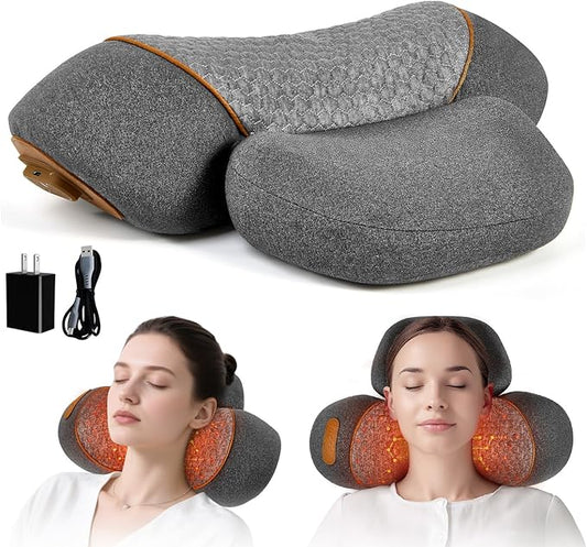 Neck Massage Pillow, 3-in-1 Neck Massager, Hot Traction Massage, Shoulder Pain Neck Pillow, Deep Tissue Pain Relief, Rechargeable Pillow, Suitable As A Gift for Male and Female Parents