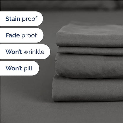 Full 6 Piece Sheet Set - Comfy Breathable & Cooling - Ultra Soft Hotel Luxury Bedding Set w/ 8-16 Inch Deep Pockets - 1 Flat & 1 Fitted Sheet & 4 Pillowcases - Wrinkle Free and Easy Care - Charcoal