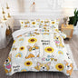 Kawaii Cartoon Corgi Dog Animal Themed Comforter 3Pcs Queen Yellow Sunflower Rainbow Bedding Set for Kid Teen Girl Boy Adult So Cute Pet Dog Quilt Bed Decor with 1 Comforter and 2 Pillowcases