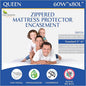 Queen Size Mattress Protector Bedbug Waterproof Zippered Cover Hypoallergenic Premium Quality Encasement White