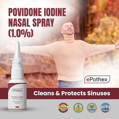 1% Povidone Iodine Nasal Spray - Powerful Nasal Cleanser & Sinus Protection - Reduce Exposure to Airborne Contaminants - Travel Friendly - 30ml