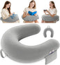Crochet & Reading Pillow for Lap Support, Gaming Lap Desk Pillow, Sitting on The Bed/Sofa/Floor for Knitting, Large & Ergonomic Arm Rest Support, Pet Bed for Ipad/Laptop/Kindle - Grey