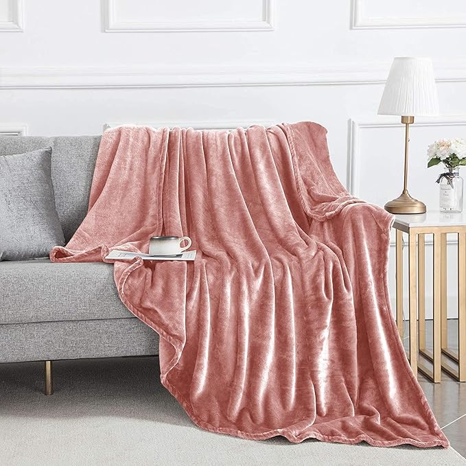 IR Imperial Rooms Fleece Blankets Queen Size 90 x 90 Inches - Super Soft Fluffy Baby Pink Throw Blanket for Sofa and Bed - Warm and Cozy Lightweight 400 GSM Microfiber Bed Throws Blankets