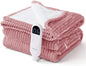 Bedsure GentleSoft Electric Blanket Twin - Soft Ribbed Flannel Heated Blanket, Heating with 10 Time Settings, 6 Heat Settings, and 8 hrs Timer Auto Shut Off (62x84 inches, Pink)