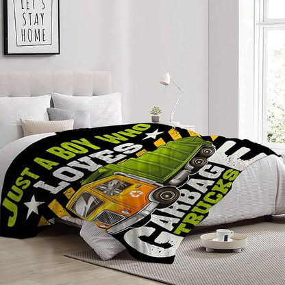 Garbage Trucks Blanket, Truck Gifts for Kids, Car Themed Flannel Blankets with Name, Soft Cozy Lightweight Throws Gifts for Truck Lovers & Boys 40x50 Inch for Kid