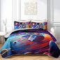 AILONEN Kids Astronaut Quilt Set - Queen Galaxy Outer Space Themed Soft Bedspread Coverlet - Dreamy Planets Rose Printed Astronaut Cartoon Quilted Bedding + 2 Pillowcases