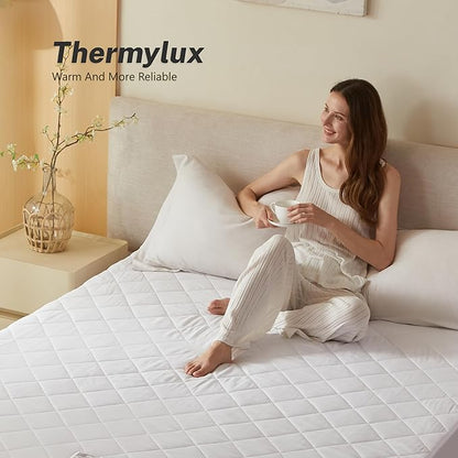 Electric Mattress Pad Queen Size Quilted Wave 10 Heat Settings & Dual Control with 12 Hour Auto Off,Deep Pocket Fits up to 15", Microfiber Bed Warmer, ETL Certified Machine Washable,60"x80"