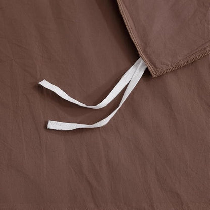 NEXHOME PRO Queen Duvet Cover Set, 100% Certified Organic Cotton with Washed Feel & Linen-Like Texture, Comfortable & Breathable, Home Bedding Set Dark Brown (No Comforter)