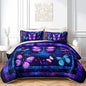 QOOMO Purple Butterfly Quilt Set Full/Queen Size,Butterfly Bedspread Coverlet Set,Butterflies 3Pcs Bedding Set Printed Quilt with 2 Pillowcases,Soft and Lightweight,for All Seasons