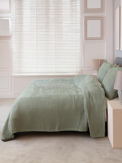 Premium Waffle Blanket Twin Size Sage Green - Luxury, Pure 100% Turkish Cotton, Light and Airy Waffle Weave All-Season Quilt - Decorative Bedspread (Sage Green, Twin 63" x 91" Inch)