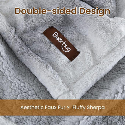Bearhug Electric Blanket King Size 100" x 90" Dual Controllers Heated Blanket, 10 Heat Settings, 1-12 Hour Auto Shut-Off, Faux Fur & Sherpa Dual-Sided, Machine Washable, Gift-Ready Elegant Packaging
