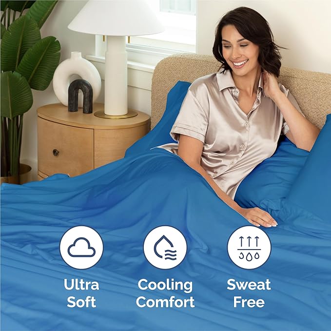 Split King 7 Piece Sheet Set - Comfy Breathable & Cooling - Soft Hotel Luxury Bedding Set with 8-16 Inch Deep Pockets - 1 Flat & 2 Fitted Sheet & 4 Pillowcases - Wrinkle Free & Easy Care - Royal Blue