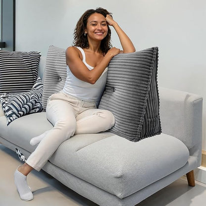 Headboard Wedge Pillow, Large Triangular Reading Pillow for Bed, Backrest Support Bolster for Sitting Up, Long Bed Rest Pillow with Removable Cover
