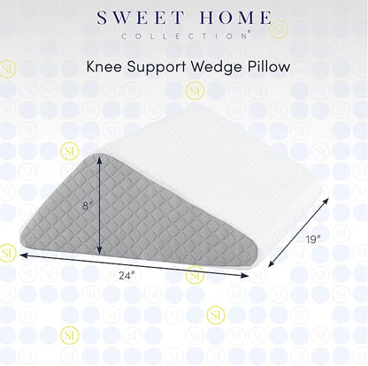 Orthopedic Wedge Pillow for Leg & Knee Support - CertiPUR Memory Foam Pillow with Washable Covers for Post Surgery, Acid Reflux, & Pain Relief - Adjustable Bed & Body Positioning Cushions, Knee Wedge