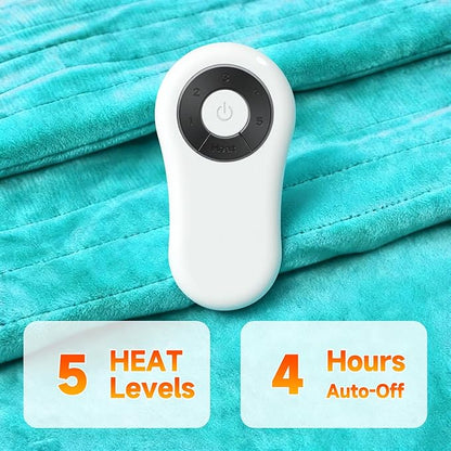 Heated Throw Blanket Electric Blanket 50"x60" Fast Heating Electric Blanket with 5 Heat Levels & 4 Hours Auto-Off Overheat Protection Cozy Soft Flannel Heated Throw Blanket