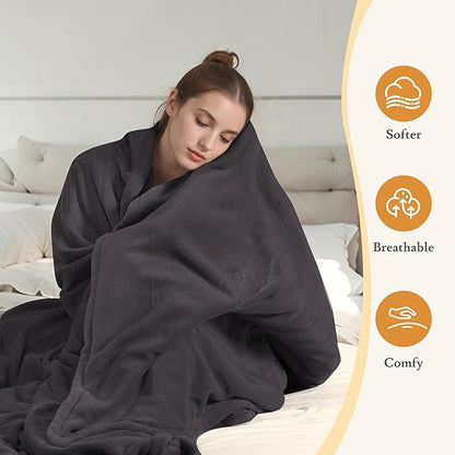 Electric Heated Blanket 50"x60" Throw Size - 4 Heat Settings, 3H Auto Shut Off, Ultra-Soft Coral Fleece Heated Blanket with Overheat Protection, Fast Heating, Cozy and Comfortable, Dark Gray