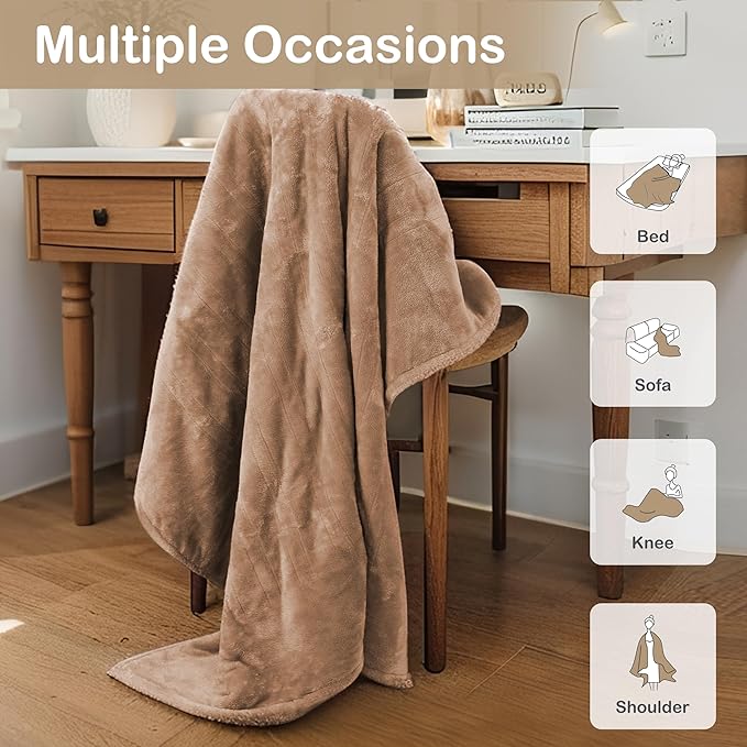 Electric Heated Blanket Full Size 72"x84", Fast Heating Blanket, Soft Cozy for Bed, 10 Hours Auto Off & 4 Heating Levels, Heater Blankets, Machine Washable, Warm Gifts for Grandma -Camel