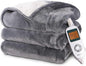 RAINOVA Heated Blanket Electric Throw, Electric Blanket-84''x90'', Soft Flannel Lamb Swool Heating Blanket, 10-Level Heating, 10-Hour Auto-Off, Gifts for Parents and Elders, Gray, ETL & FCC Certified