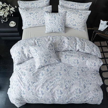 Queen Size Duvet Cover Floral 100% Brushed Microfiber 3 Pieces Vintage Chic Floral Garden Vibrant Botanical Floral Pattern Printed Queen Duvet Cover Flower with Zipper Closure (Floral, Queen)