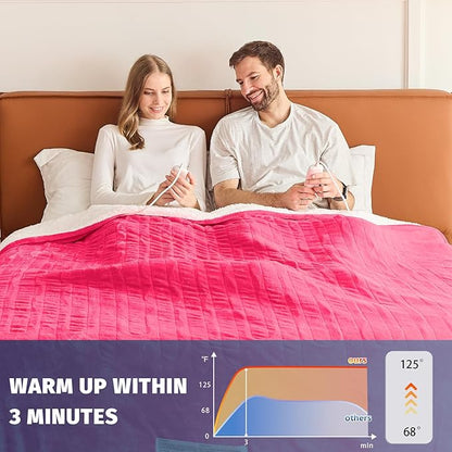 Heated Electric Blanket King Size - 90" x 100" Heating Blanket with Dual Control, 10 Heating Levels & 8 Hours Auto Off, Soft Warm Flannel Blanket, Christmas Birthday Gifts for Senior Grandma