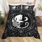 Cute Cats Duvet Cover Twin,Gothic Star Sky Moon Constellation Bedding Set 2pcs for Kids Teens Boy Girls Room Decor,Animals Flower Plants Comforter Cover Black Exotic Quilt Cover with 1 Pillowcase