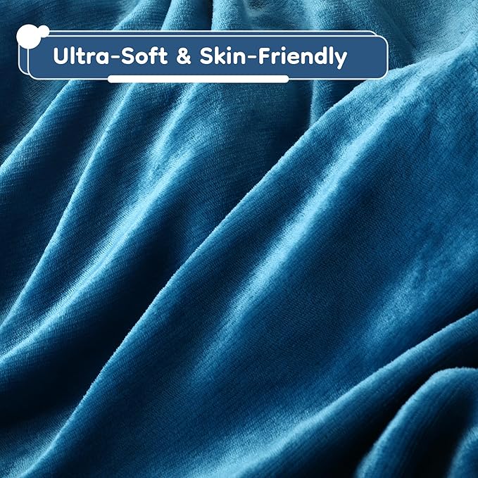 Electric Heated Blanket Throw Size - 50"x60", Soft Flannel Heating Blanket, 4 Heating Levels, 3 H Auto Shut Off, Breathable Warm and Washable for Sofa, Lake Blue